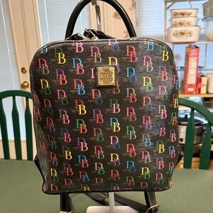 Dooney & Bourke Black Backpack with Colorful Logo
